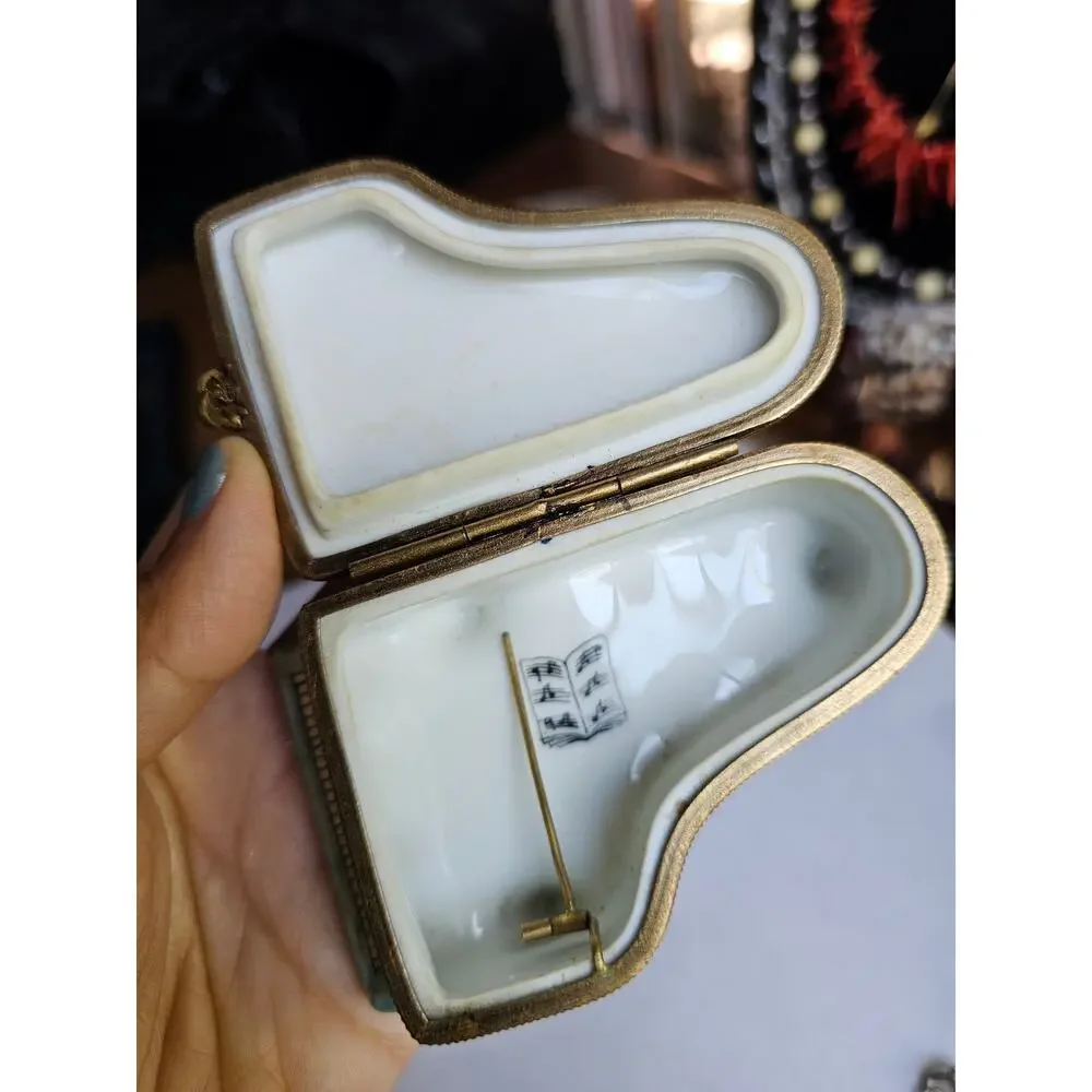 Limoges France hand-painted porcelain grand piano trinket box